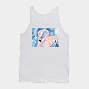 Flamingo with tropical leaves Tank Top